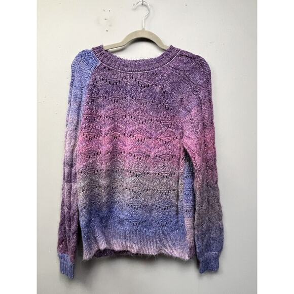 Knox Rose‎ Sweater Women's XS Purple Blue Marled Knit Crewneck Wool Blend - Picture 1 of 6